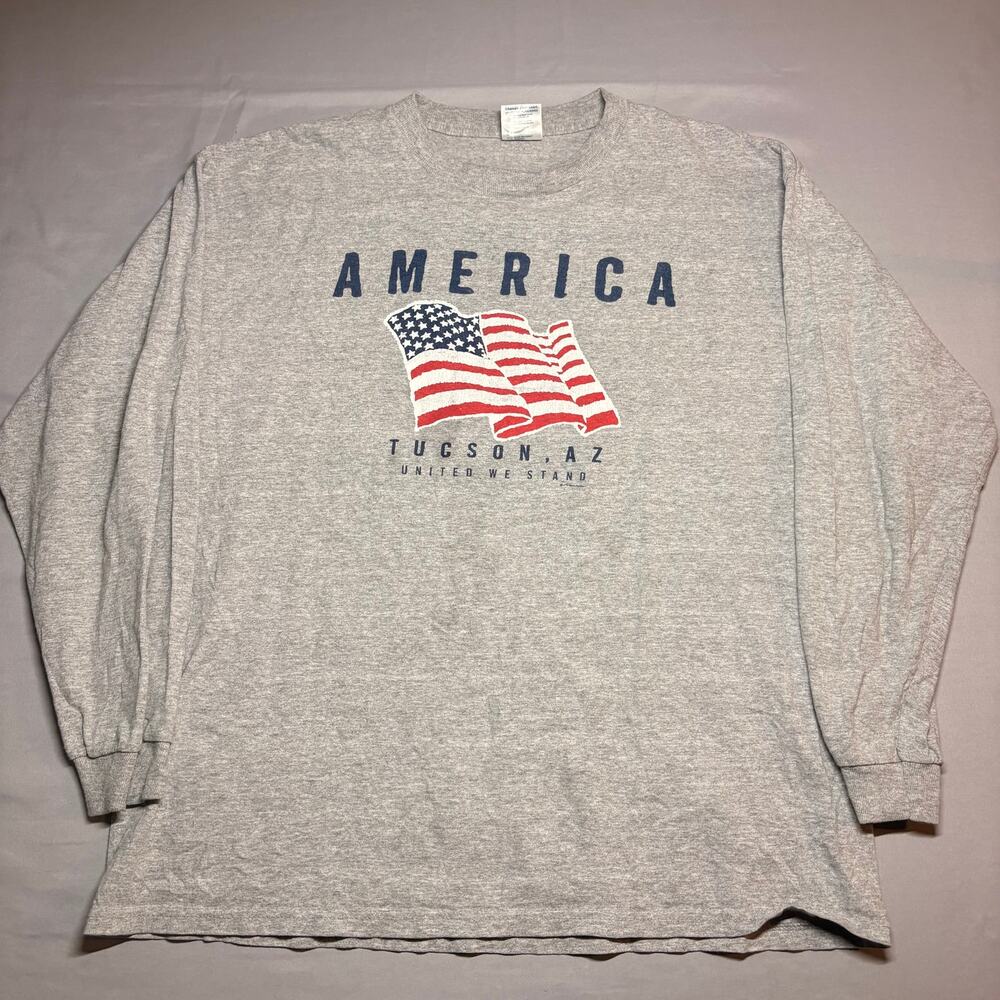 Grey long sleeve graphic t shirt vintage style